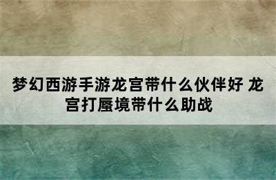 梦幻西游手游龙宫带什么伙伴好 龙宫打蜃境带什么助战